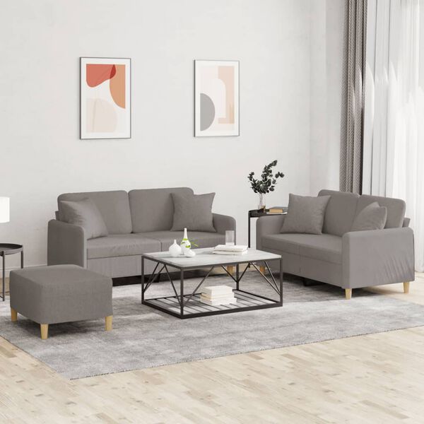 vidaXL Ensemble de canap&eacute;s 3 pcs avec coussins taupe tissu
