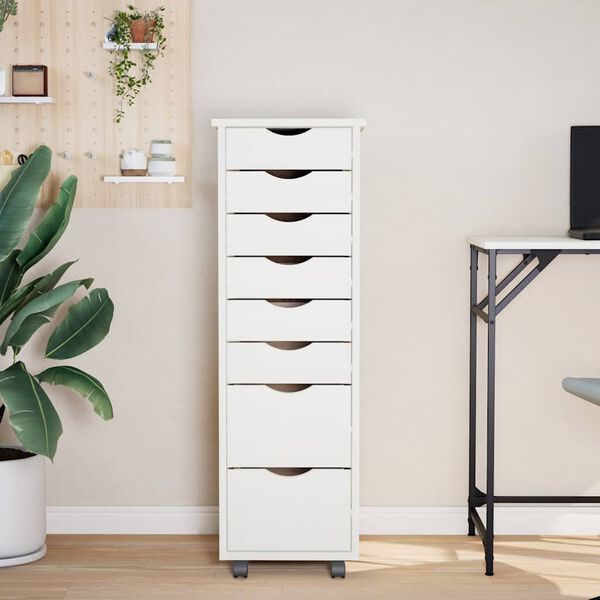vidaXL Armoire roulante avec tiroirs MOSS blanc bois de pin solide