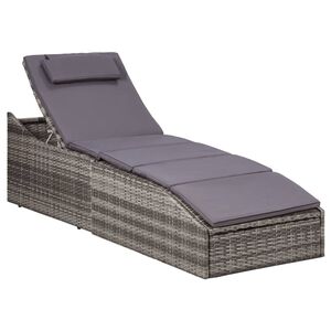 vidaXL Transat avec coussin R&eacute;sine tress&eacute;e Gris