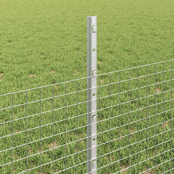 vidaXL Cl&ocirc;ture avec poteau Argent&eacute; 0,5 x 50 m Acier