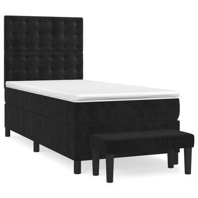 vidaXL Sommier à lattes de lit avec matelas Noir 90x190 cm Velours