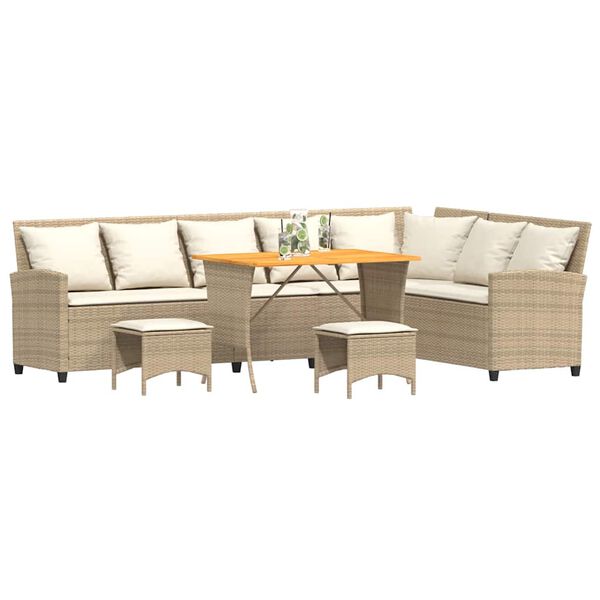vidaXL Salon de jardin avec coussins forme de L 4 pcs beige polyrotin