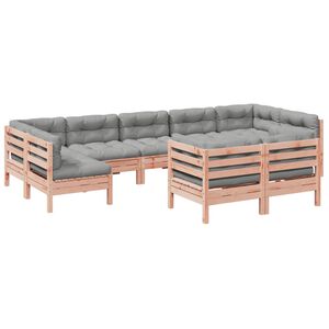 vidaXL Salon de jardin 9 pcs avec coussins sapin de douglas solide