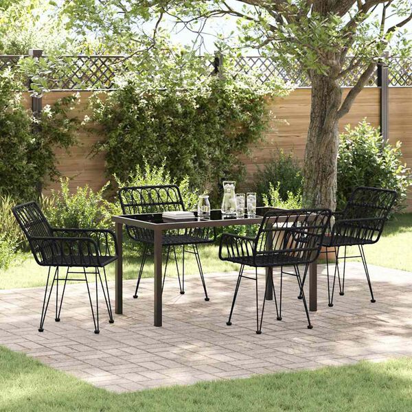 vidaXL Ensemble de salle &agrave; manger pour jardin 5 pcs Noir
