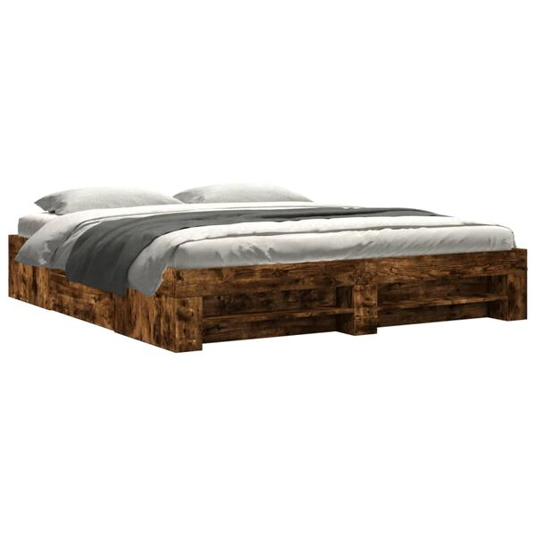 vidaXL Cadre de lit sans matelas ch&ecirc;ne fum&eacute; 180x200 cm