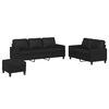 vidaXL Ensemble de canap&eacute;s 3 pcs avec coussins Noir Similicuir