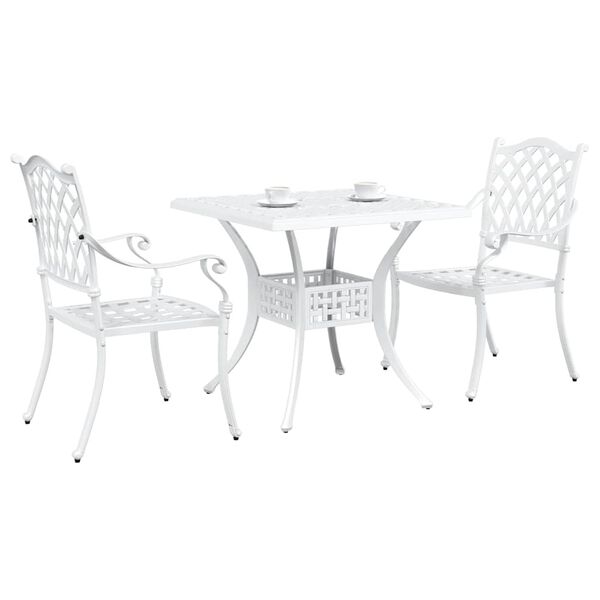 vidaXL Ensemble de tables de jardin 3 pcs Blanc Aluminium coul&eacute;