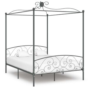 vidaXL Cadre de lit &agrave; baldaquin sans matelas gris m&eacute;tal 160x200 cm