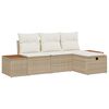 vidaXL Ensemble de canap&eacute; de jardin 4 pc Beige polyrotin