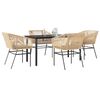 vidaXL Ensemble &agrave; manger jardin coussins 5pcs marron poly rotin verre