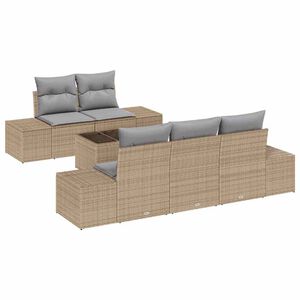 vidaXL Ensemble de canap&eacute; de jardin 6 pcs Beige et gris polyrotin
