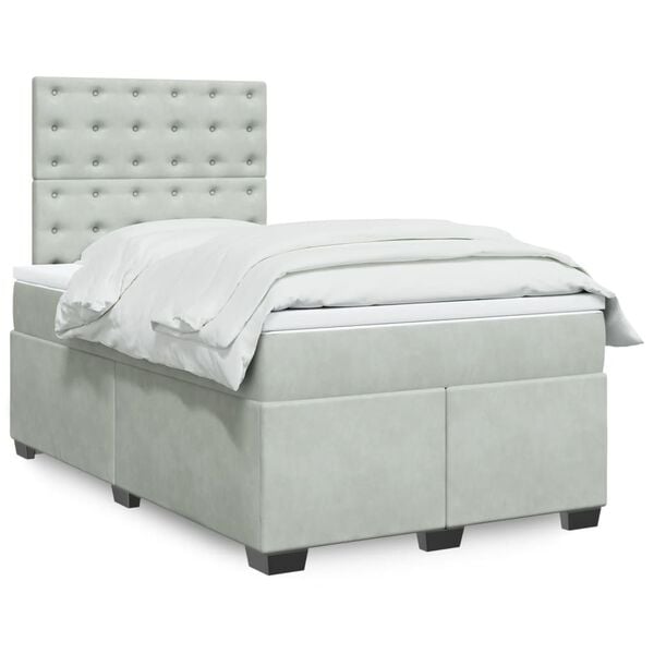 vidaXL Sommier &agrave; lattes de lit et matelas Gris clair 120x200cm Velours