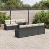 vidaXL Ensemble de canap&eacute; de jardin avec coussin 9 pcs Noir Poly rotin