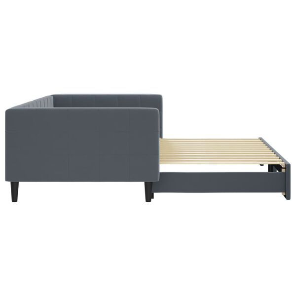 vidaXL Lit de jour avec gigogne sans matelas gris fonc&eacute; 100x200 cm