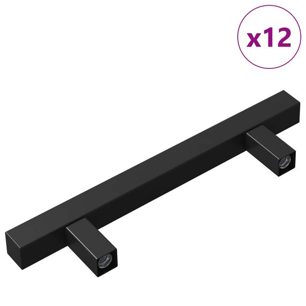 vidaXL Poign&eacute;e de cabinet 12 pcs Noir 150 x 12,3 x 35,2 mm