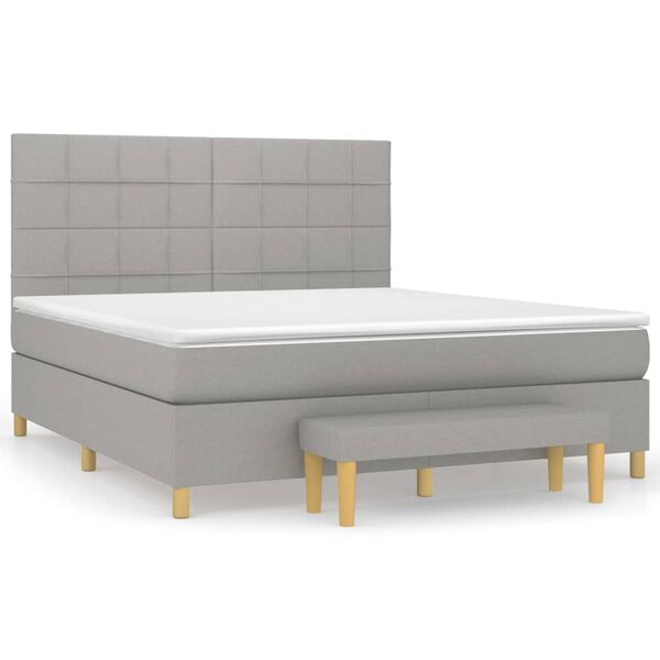 vidaXL Sommier &agrave; lattes de lit avec matelas Gris clair 180x200cm Tissu