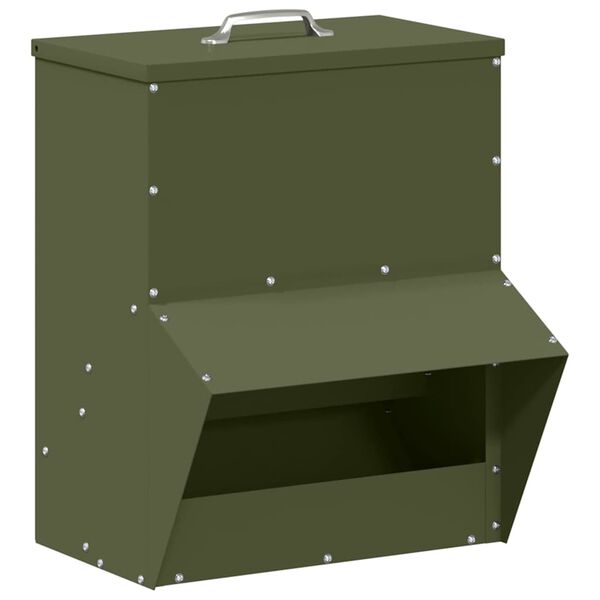vidaXL Mangeoire pour poules Vert olive 20 x 25 x 35 cm