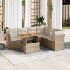 vidaXL Salon de jardin avec coussins 7 pcs beige r&eacute;sine tress&eacute;e