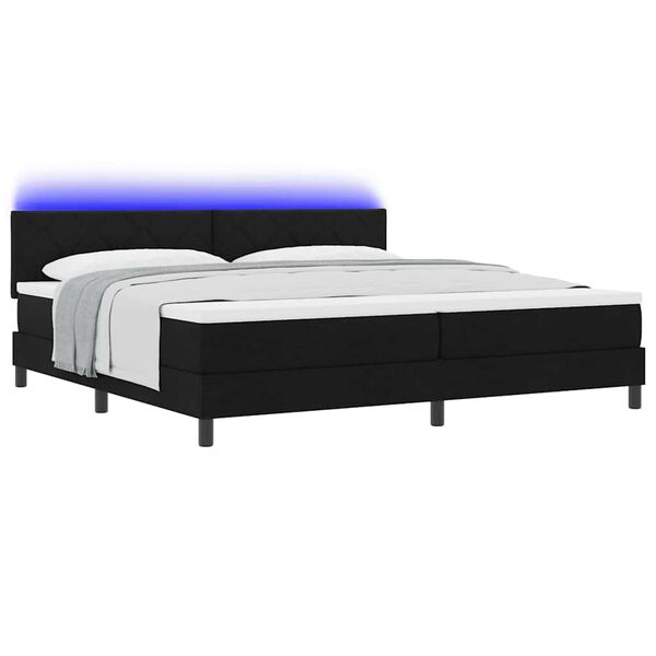 vidaXL Lit &agrave; ressorts avec matelas avec LED Noir 200 x 200 cm tissu