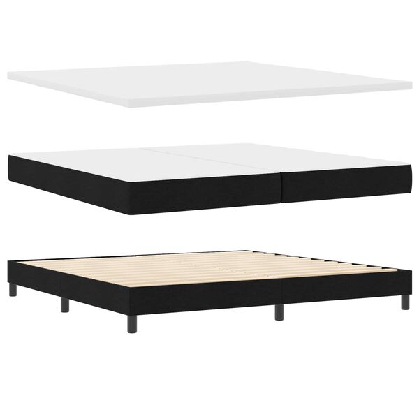 vidaXL Lit &agrave; ressorts avec matelas Noir 200 x 200 cm Polyester