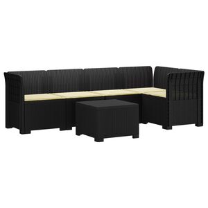 vidaXL Canap&eacute; de Jardin 5 Places avec Coussins Aspect Rotin PP