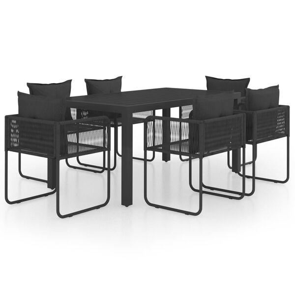 vidaXL Ensemble &agrave; manger de jardin 7 pcs PVC r&eacute;sine tress&eacute;e noir