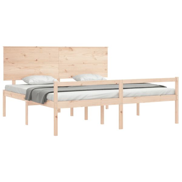 vidaXL Lit pour personne &acirc;g&eacute;e et t&ecirc;te de lit 200x200 cm bois massif