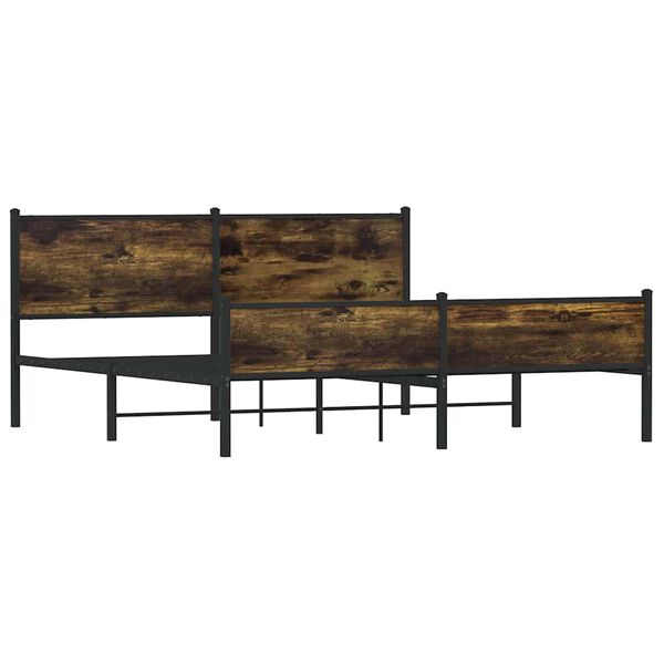 vidaXL Cadre de lit en m&eacute;tal sans matelas ch&ecirc;ne fum&eacute; 180x200 cm