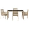 vidaXL Ensemble de salle &agrave; manger pour jardin 5 pcs Beige polyrotin