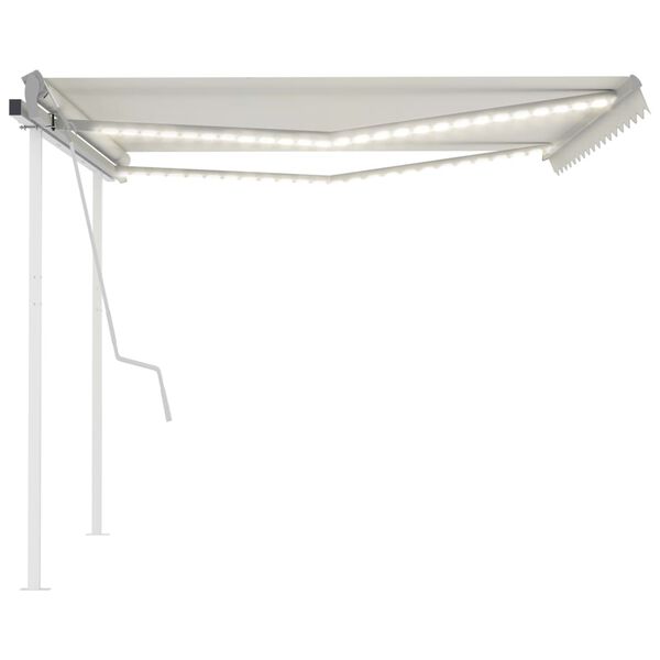 vidaXL Auvent manuel r&eacute;tractable avec LED 4,5x3,5 m Cr&egrave;me