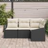 vidaXL Ensemble de canap&eacute; de jardin 4 pcs Noir et Blanc polyrotin