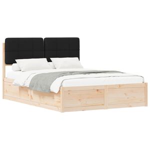 vidaXL Cadre de lit avec t&ecirc;te de lit rembourr&eacute;e Noir 150 x 200 cm