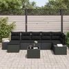 vidaXL Ensemble de canap&eacute; de jardin avec coussin 7 pcs Noir polyrotin