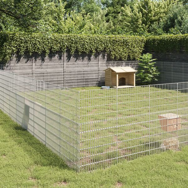 vidaXL Enclos d'animaux en libert&eacute; 48panneaux 54x100 cm fer galvanis&eacute;