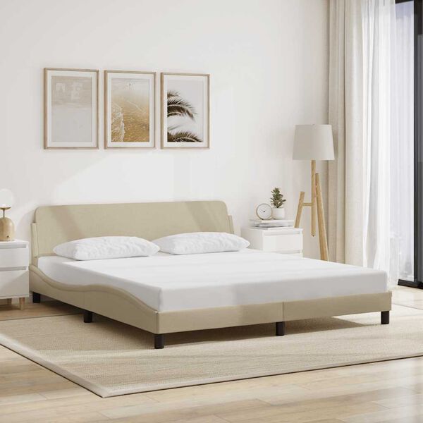 vidaXL Cadre de lit Dover cr&egrave;me 180x200 cm tissu