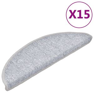 vidaXL Tapis d'escalier 15 pi&egrave;ces 56 x 17 x 3 cm Gris clair Demi-rond