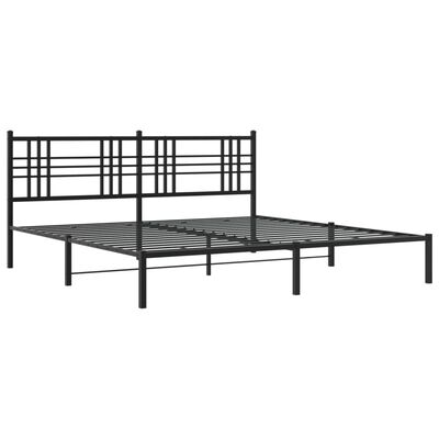 vidaXL Cadre de lit métal sans matelas avec tête de lit noir 200x200cm