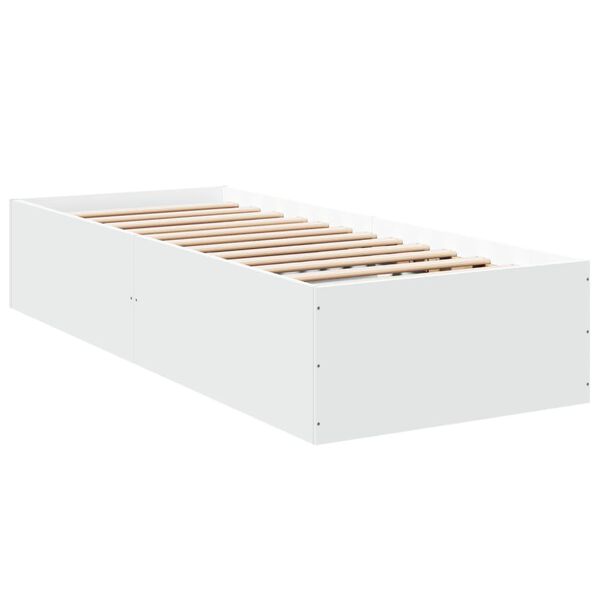 vidaXL Cadre de lit sans matelas blanc 75x190 cm bois d'ingénierie
