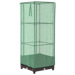 vidaXL Jardini&egrave;re de jardin avec couverture de serre et roues Marron