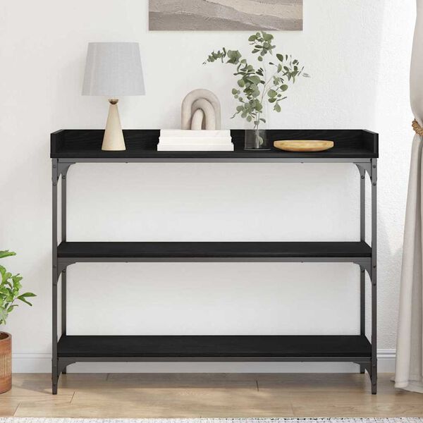 vidaXL Table Console avec étagère Chêne noir 100 x 30 x 80 cm