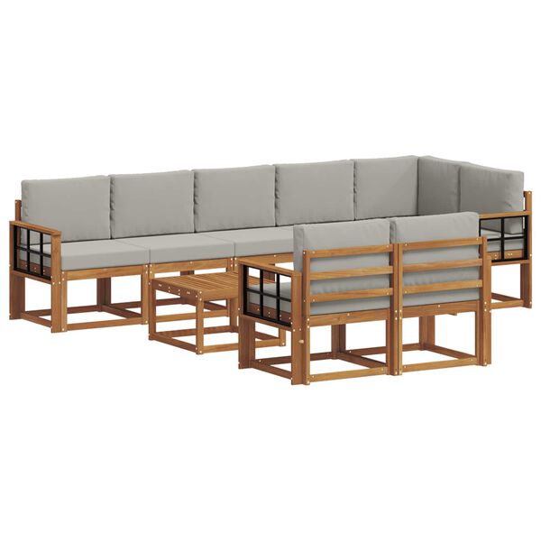 vidaXL Ensemble de canap&eacute;s d'ext&eacute;rieur 9 pcs Gris Naturel et Clair
