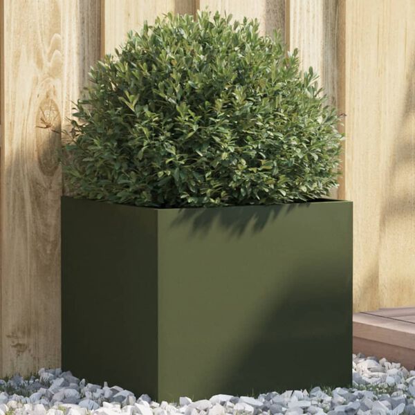 vidaXL Jardini&egrave;re vert olive 42x40x39 cm acier