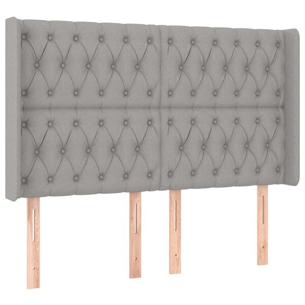 vidaXL T&ecirc;te de lit avec oreilles Gris clair 163x16x118/128 cm Tissu