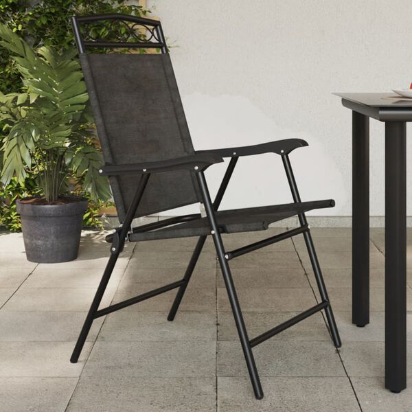 vidaXL Chaises de jardin pliables lot de 4 en acier et textil&egrave;ne