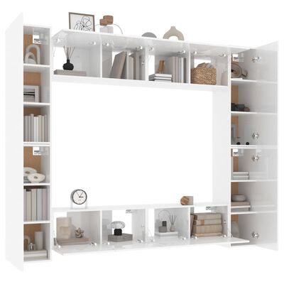 vidaXL Ensemble de meubles TV 8 pcs Blanc brillant Bois d'ingénierie