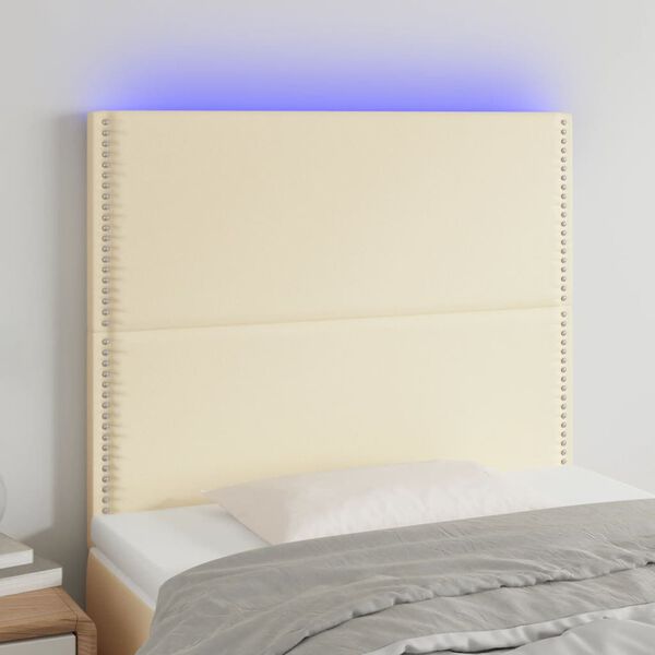 vidaXL T&ecirc;te de lit &agrave; LED Cr&egrave;me 80x5x118/128 cm Similicuir
