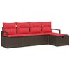 vidaXL Ensemble de canap&eacute; de jardin 5 pc Marron polyrotin
