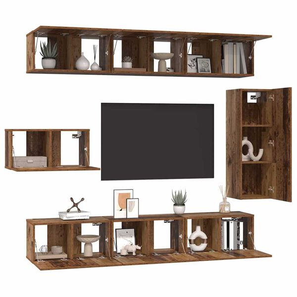 vidaXL Ensemble meuble TV 8 pcs Bois Ancien Bois d'ing&eacute;nierie