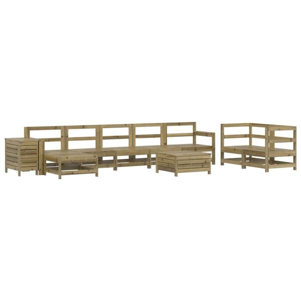 vidaXL Salon de jardin 10 pcs bois de pin impr&eacute;gn&eacute;