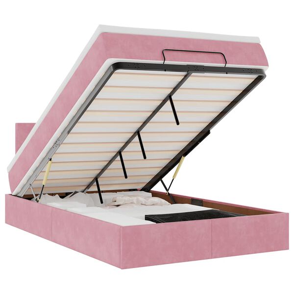 vidaXL Lit ottoman avec matelas rose 120x190 cm velours